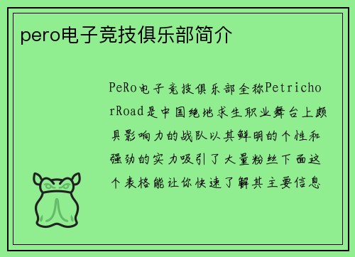 pero电子竞技俱乐部简介
